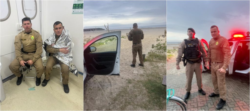 Policiais resgatam mulher em mar agitado e precisam de atendimento em Matinhos