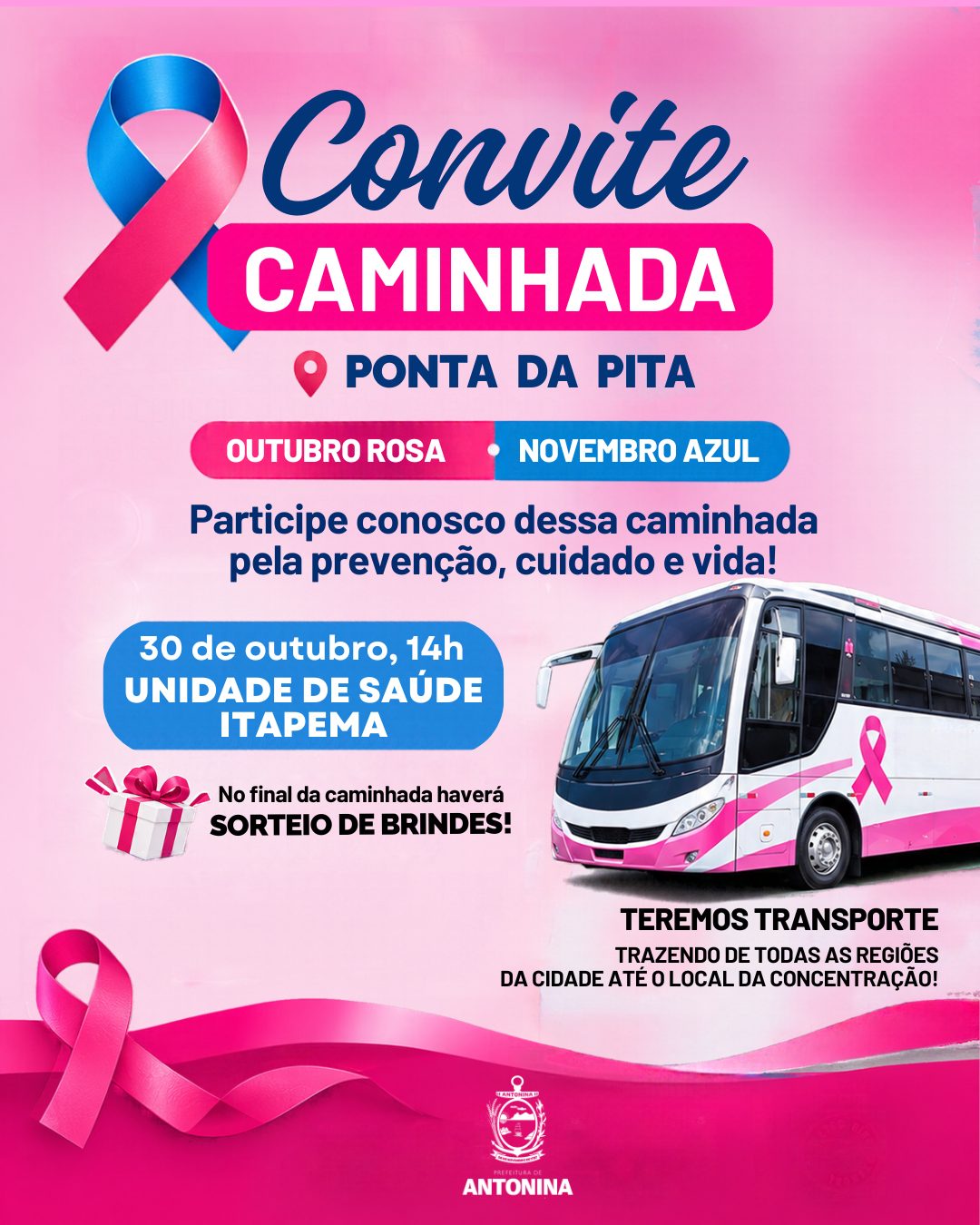 Prefeitura de Antonina promove caminhada de conscientização sobre prevenção e cuidados com a saúde