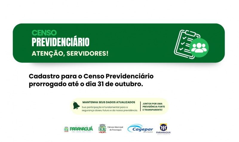 Prefeitura de Paranaguá prorroga censo previdenciário até outubro