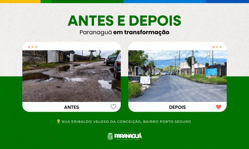 Prefeitura de Paranaguá pavimenta rua no bairro Porto Seguro