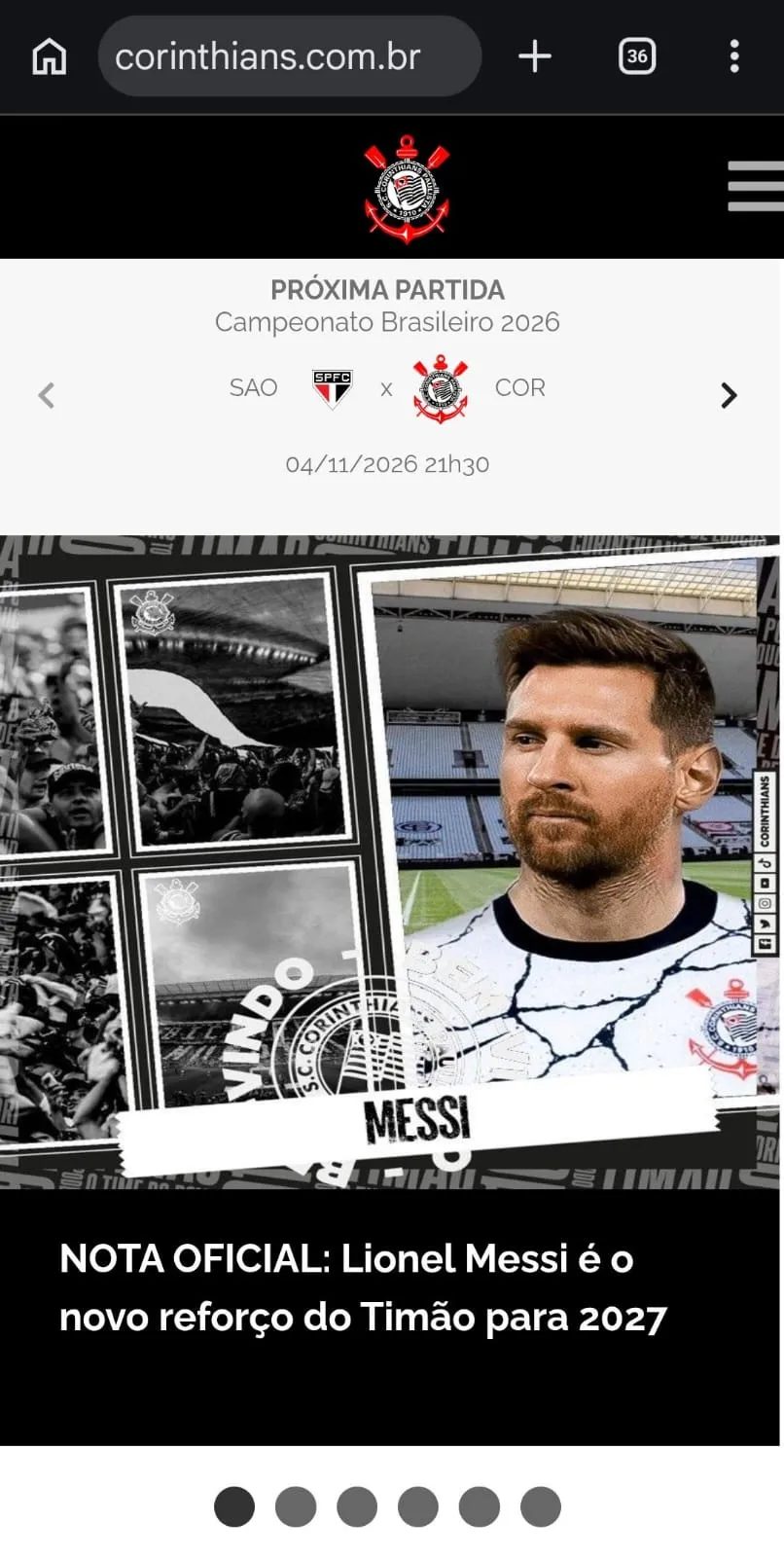 Site do Corinthians é hackeado e "anuncia" a contratação de Messi