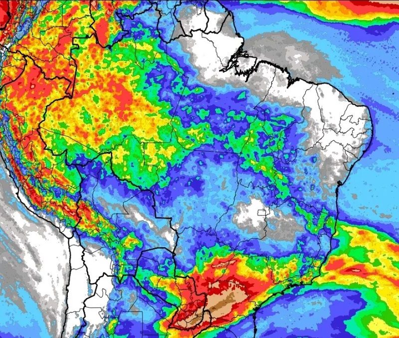 Paraná terá os maiores volumes de chuva do Brasil nesta semana