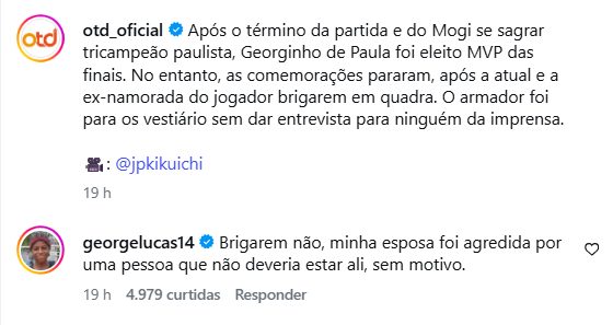 Confusão entre ex e atual de Georginho marca final de basquete