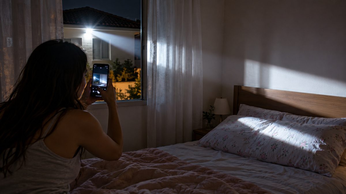 Vizinho instala refletor forte para proteger o quintal, moradora ao lado passa a dormir com a janela completamente fechada porque a luz ilumina seu quarto durante toda a madrugada